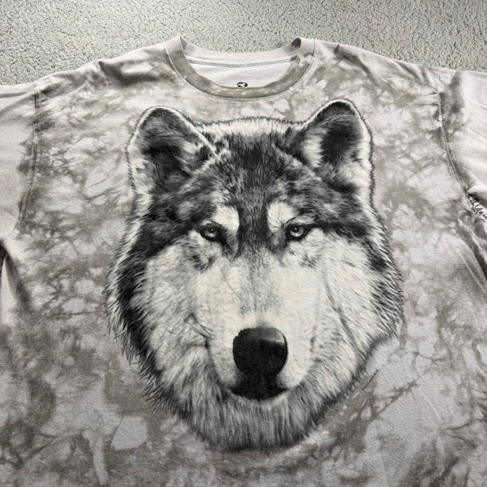 Liquid Blue Wolf Face Tie Dye Graphic T-Shirt Mens XXL Grey White 2015